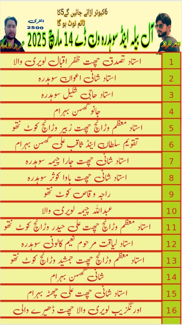 آل بیلا اینڈ سوہدرہ ون ڈے شمریز وڑائچ فراز احمد طاہر میو